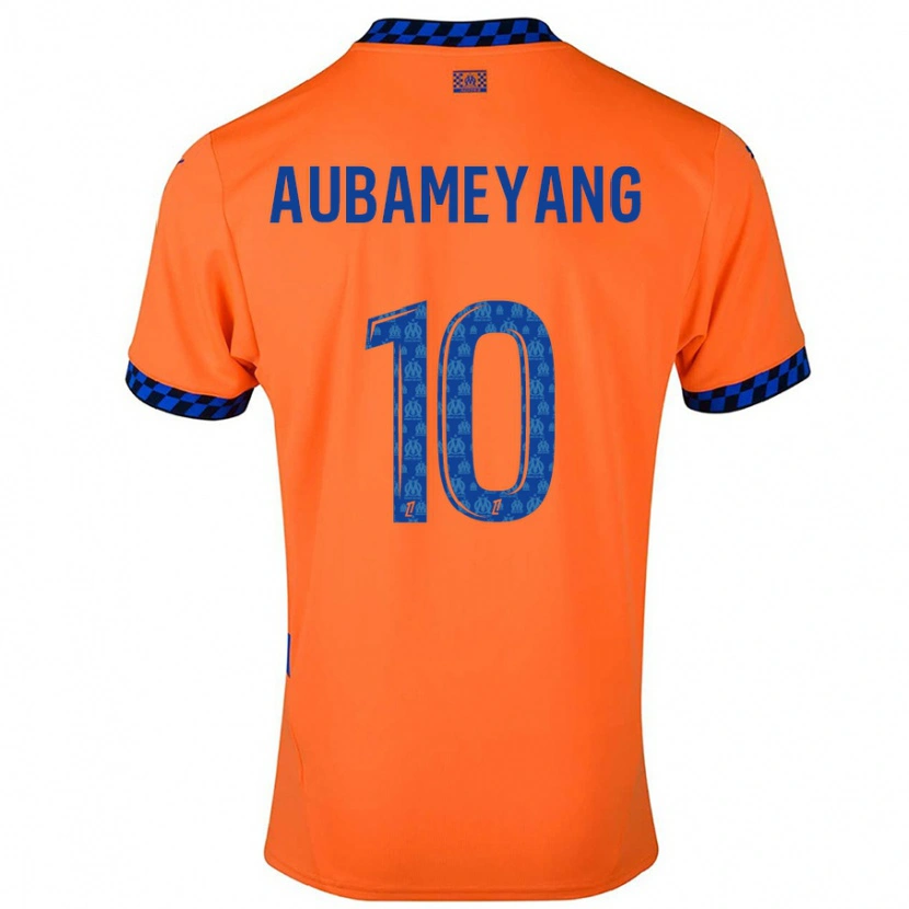 Danxen Kinderen Pierre-Emerick Aubameyang #10 Oranje Donkerblauw Thuisshirt Derde Tenue 2024/25 T-Shirt