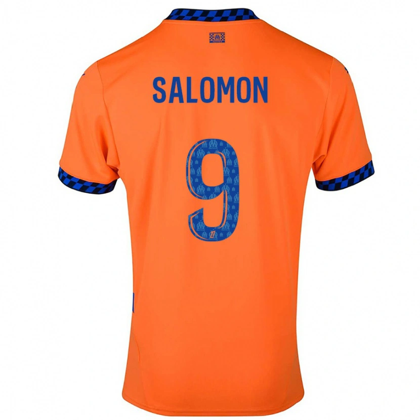 Danxen Kinderen Maeva Salomon #9 Oranje Donkerblauw Thuisshirt Derde Tenue 2024/25 T-Shirt