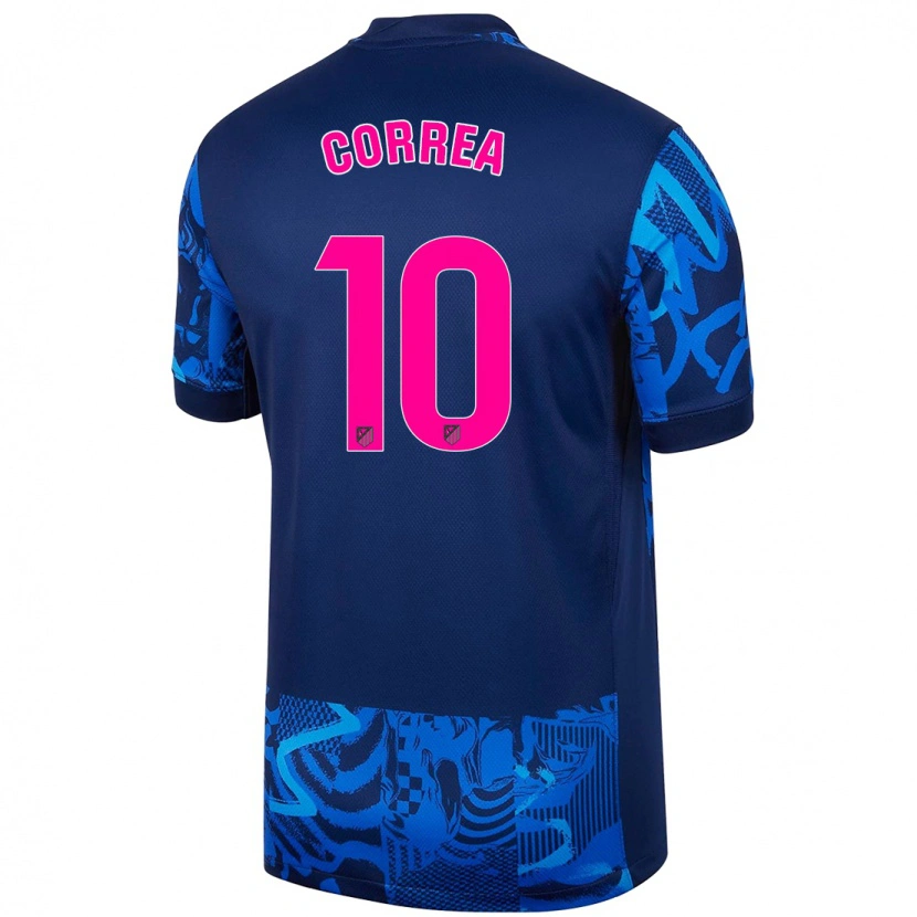 Danxen Kinderen Ángel Correa #10 Koningsblauw Thuisshirt Derde Tenue 2024/25 T-Shirt