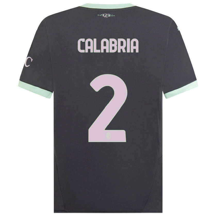 Danxen Kinderen Davide Calabria #2 Grijs Thuisshirt Derde Tenue 2024/25 T-Shirt