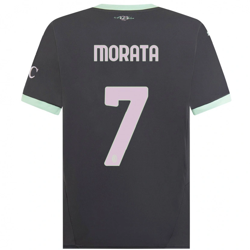 Danxen Kinderen Álvaro Morata #7 Grijs Thuisshirt Derde Tenue 2024/25 T-Shirt