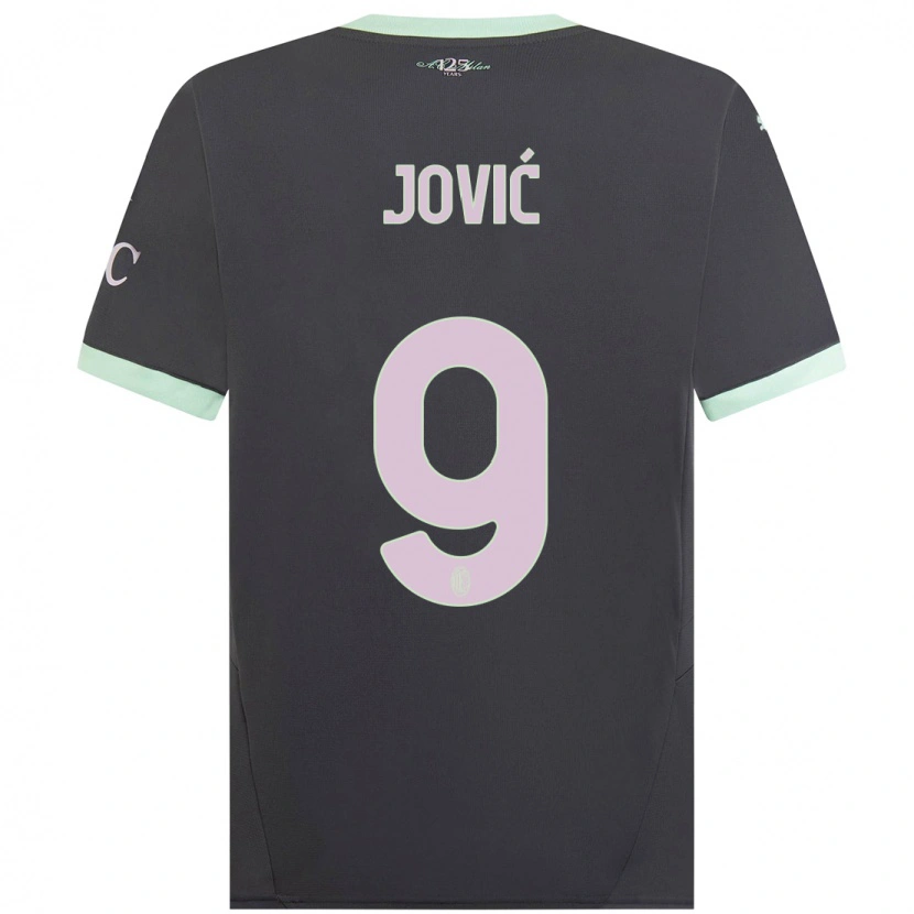 Danxen Kinderen Luka Jović #9 Grijs Thuisshirt Derde Tenue 2024/25 T-Shirt