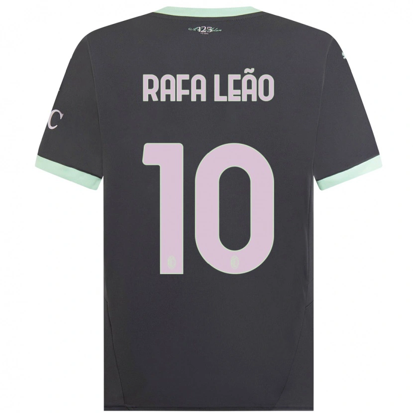 Danxen Kinderen Rafael Leão #10 Grijs Thuisshirt Derde Tenue 2024/25 T-Shirt