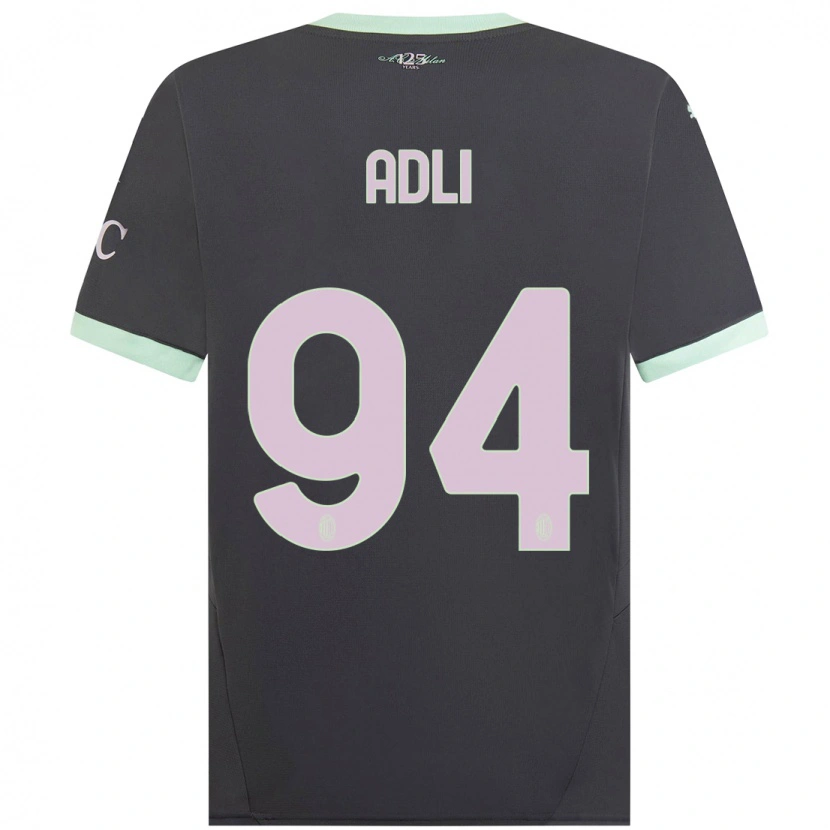 Danxen Kinderen Yacine Adli #94 Grijs Thuisshirt Derde Tenue 2024/25 T-Shirt