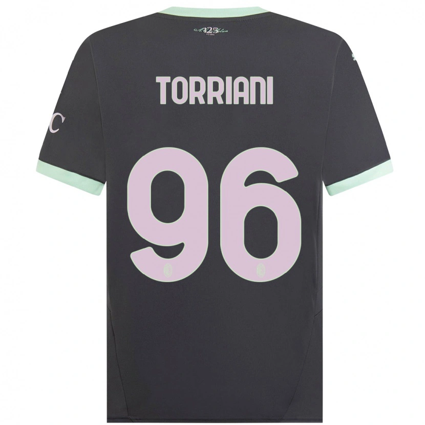 Danxen Kinderen Lorenzo Torriani #96 Grijs Thuisshirt Derde Tenue 2024/25 T-Shirt