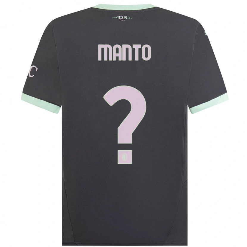 Danxen Kinderen Gaetano Manto #0 Grijs Thuisshirt Derde Tenue 2024/25 T-Shirt