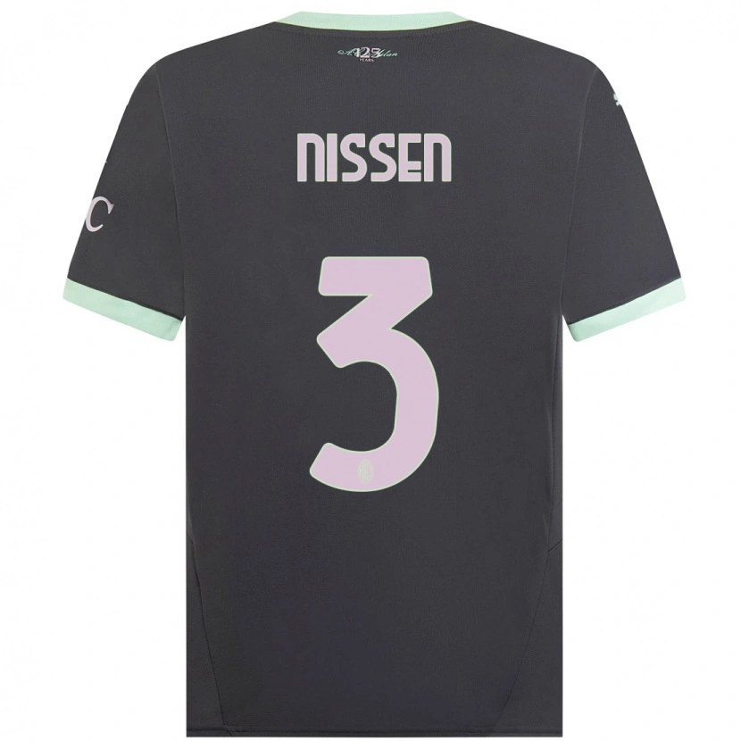 Danxen Kinderen Fredrik Nissen #3 Grijs Thuisshirt Derde Tenue 2024/25 T-Shirt