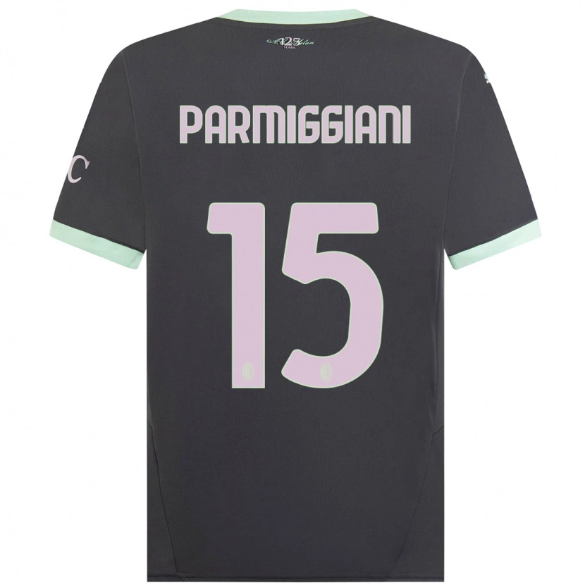 Danxen Kinderen Pietro Parmiggiani #15 Grijs Thuisshirt Derde Tenue 2024/25 T-Shirt