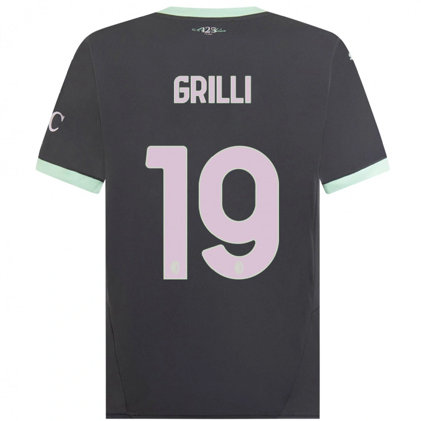 Danxen Kinderen Lorenzo Grilli #19 Grijs Thuisshirt Derde Tenue 2024/25 T-Shirt