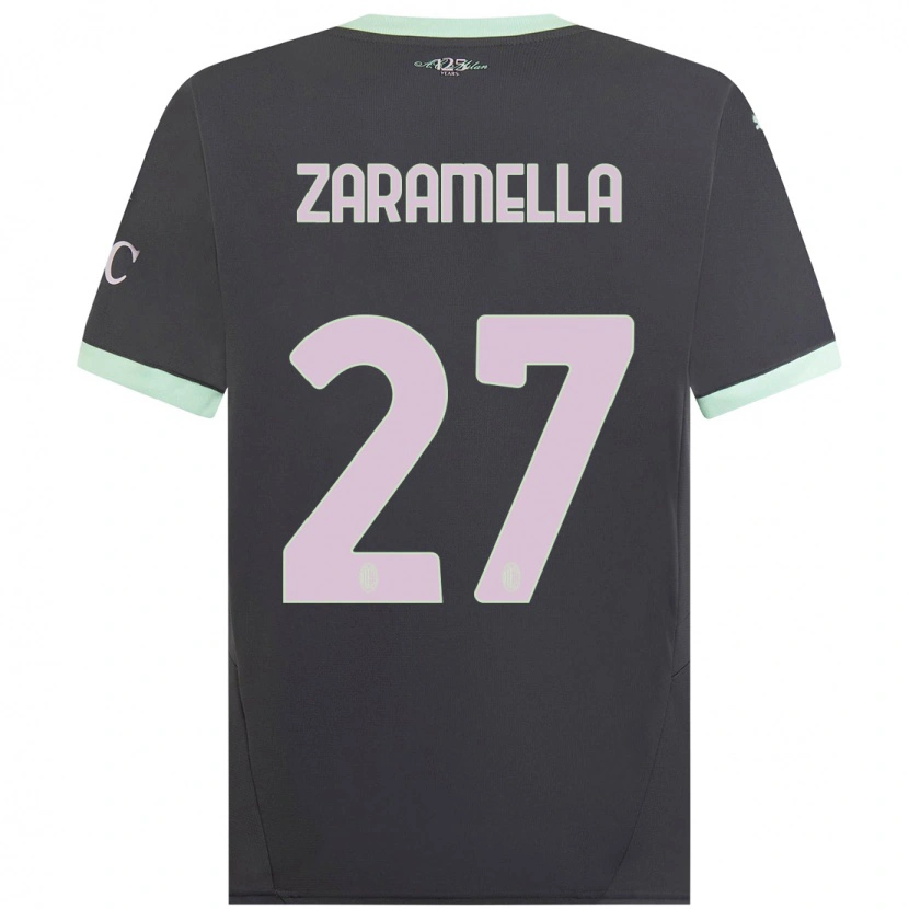 Danxen Kinderen Mattia Zaramella #27 Grijs Thuisshirt Derde Tenue 2024/25 T-Shirt