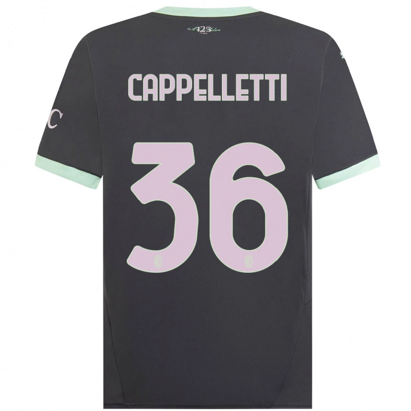 Danxen Kinderen Mattia Cappelletti #36 Grijs Thuisshirt Derde Tenue 2024/25 T-Shirt