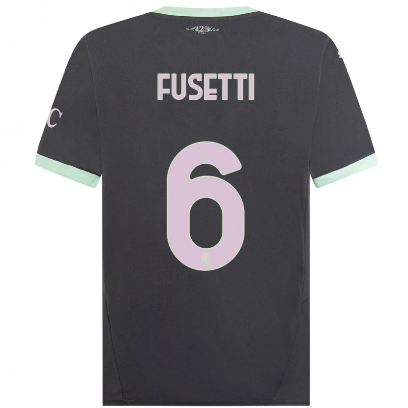 Danxen Kinderen Laura Fusetti #6 Grijs Thuisshirt Derde Tenue 2024/25 T-Shirt