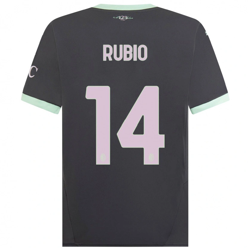 Danxen Kinderen Silvia Rubio #14 Grijs Thuisshirt Derde Tenue 2024/25 T-Shirt