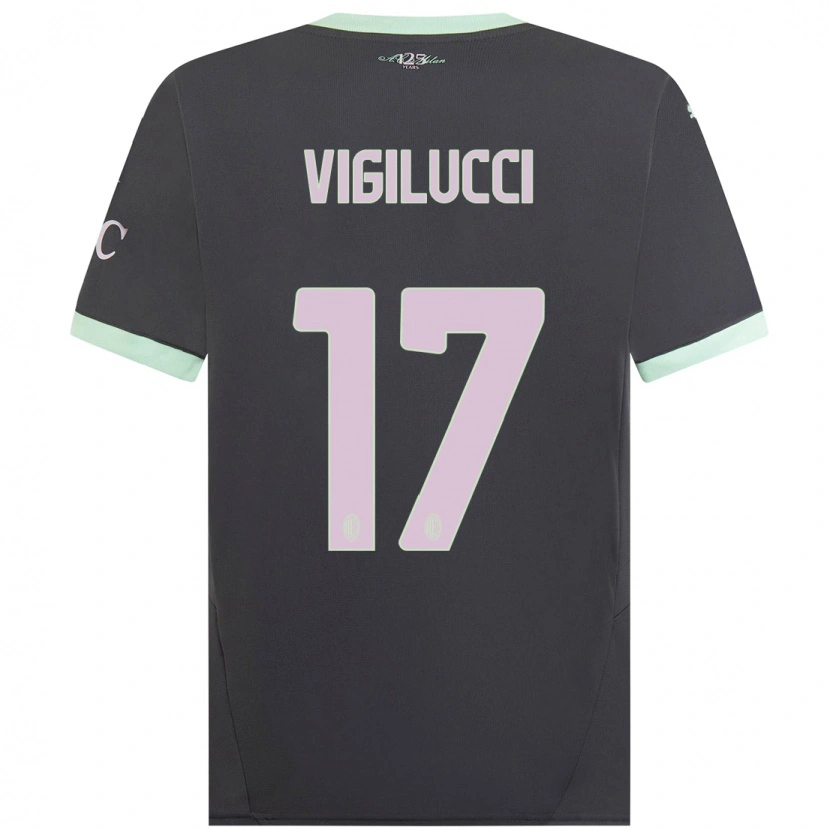 Danxen Kinderen Valery Vigilucci #17 Grijs Thuisshirt Derde Tenue 2024/25 T-Shirt