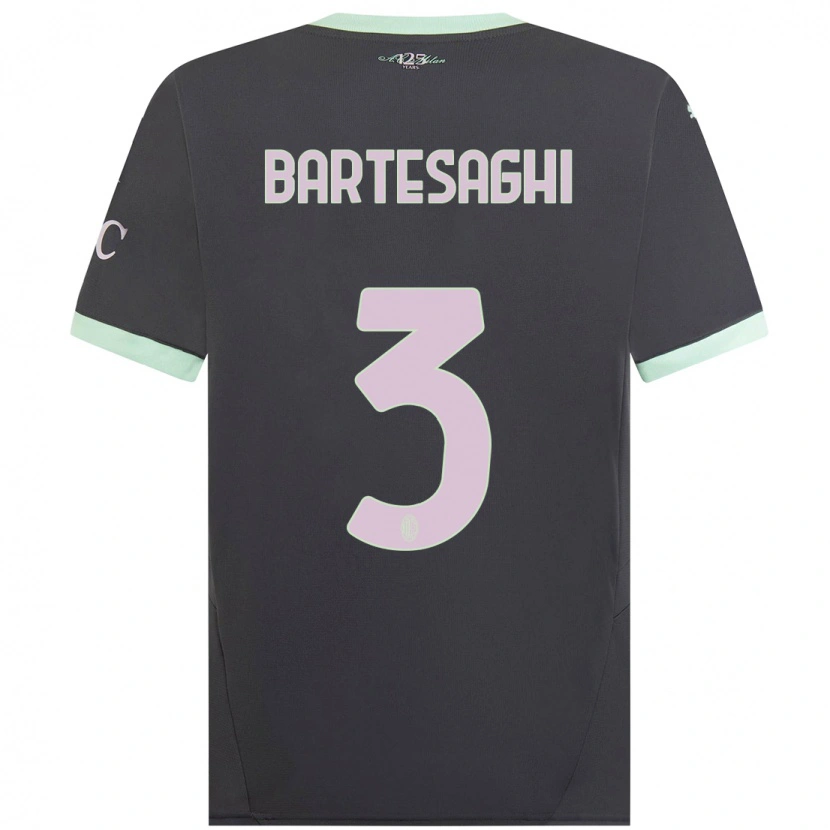 Danxen Kinderen Davide Bartesaghi #3 Grijs Thuisshirt Derde Tenue 2024/25 T-Shirt