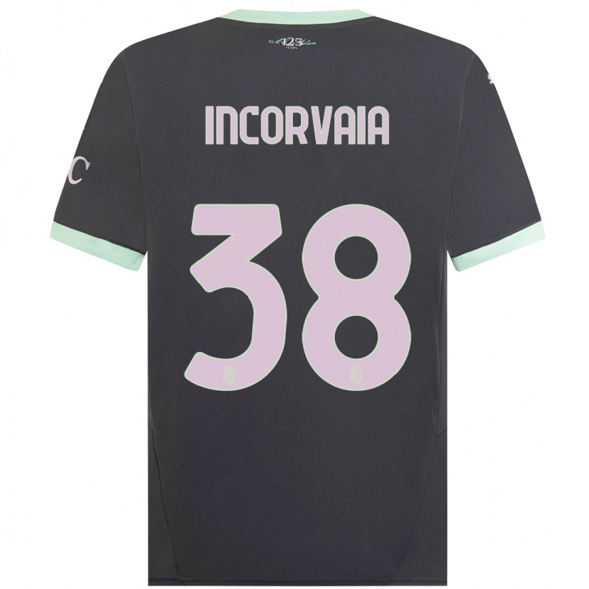 Danxen Kinderen Giovanni Incorvaia #38 Grijs Thuisshirt Derde Tenue 2024/25 T-Shirt