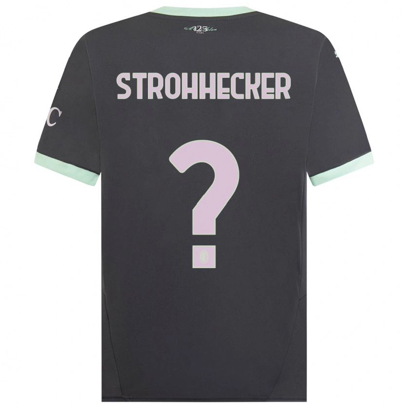 Danxen Kinderen Riccardo Strohhecker #0 Grijs Thuisshirt Derde Tenue 2024/25 T-Shirt