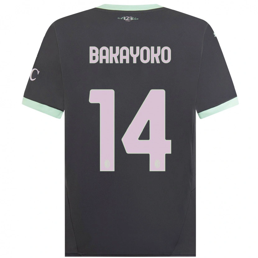 Danxen Kinderen Tiemoue Bakayoko #14 Grijs Thuisshirt Derde Tenue 2024/25 T-Shirt