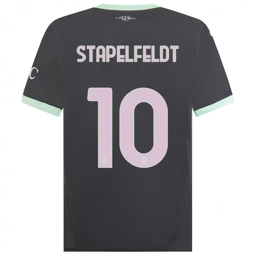 Danxen Kinderen Nina Stapelfeldt #10 Grijs Thuisshirt Derde Tenue 2024/25 T-Shirt