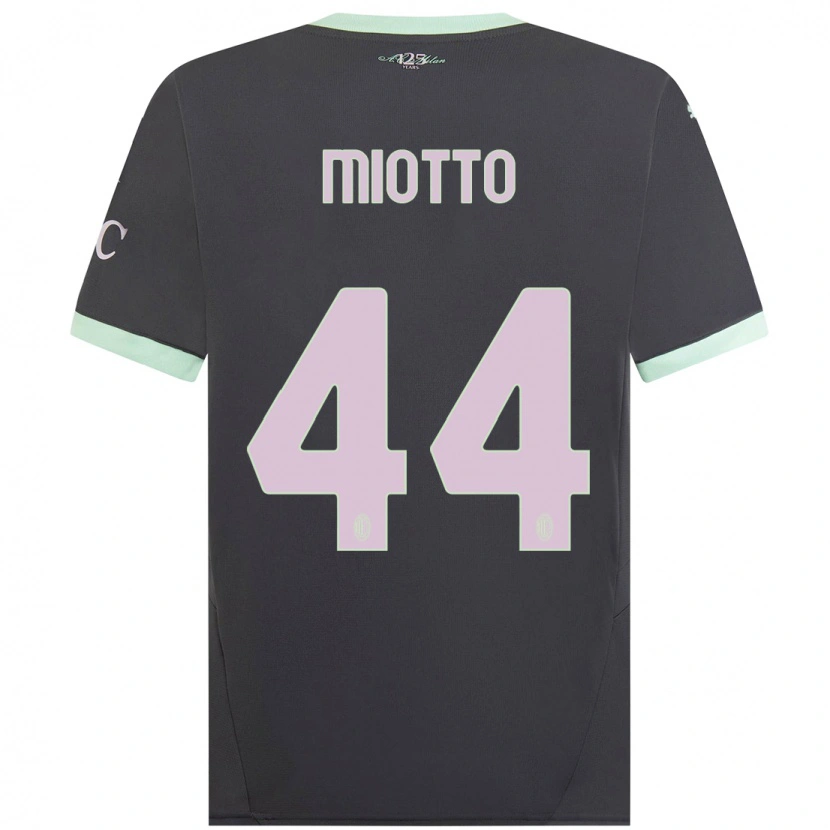 Danxen Kinderen Giorgia Miotto #44 Grijs Thuisshirt Derde Tenue 2024/25 T-Shirt