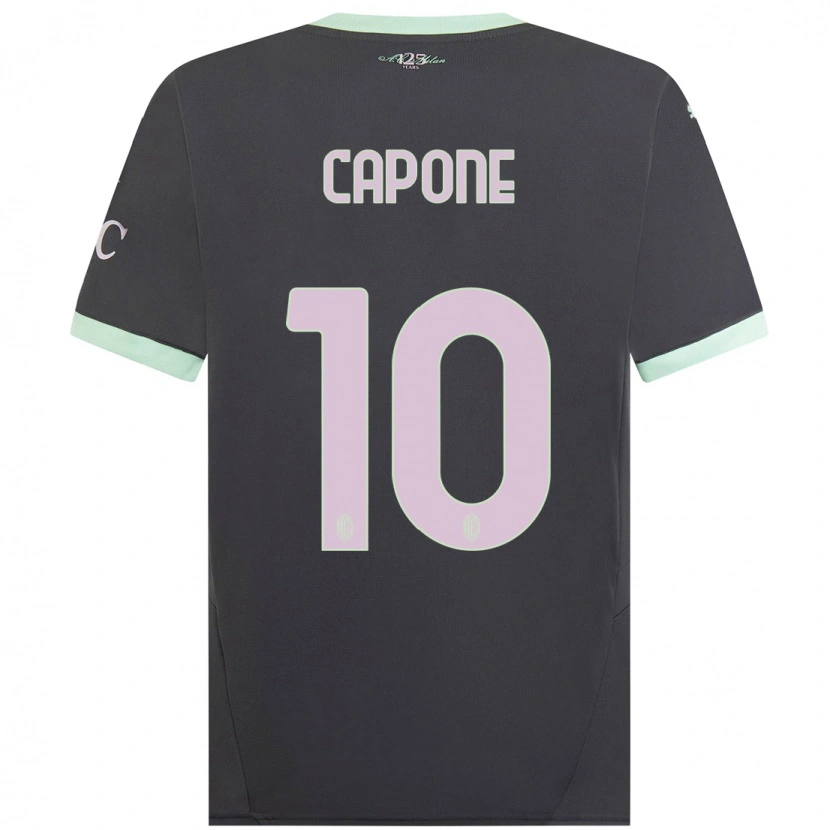 Danxen Kinderen Andrea Capone #10 Grijs Thuisshirt Derde Tenue 2024/25 T-Shirt