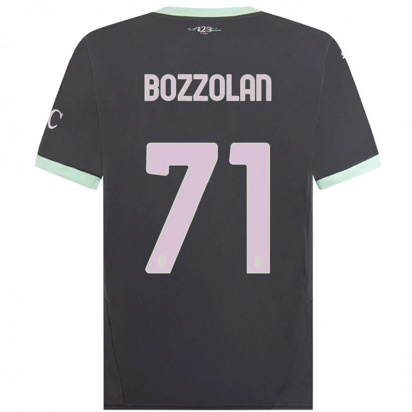 Danxen Kinderen Andrea Bozzolan #71 Grijs Thuisshirt Derde Tenue 2024/25 T-Shirt