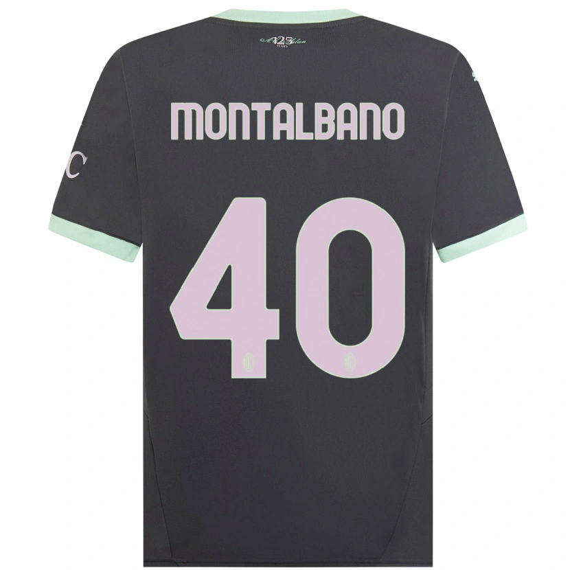 Danxen Kinderen Nicolo Montalbano #40 Grijs Thuisshirt Derde Tenue 2024/25 T-Shirt