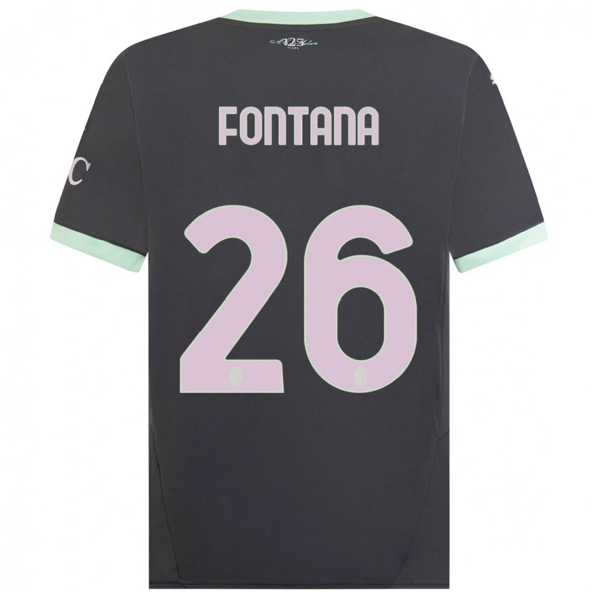 Danxen Kinderen Francesco Fontana #26 Grijs Thuisshirt Derde Tenue 2024/25 T-Shirt