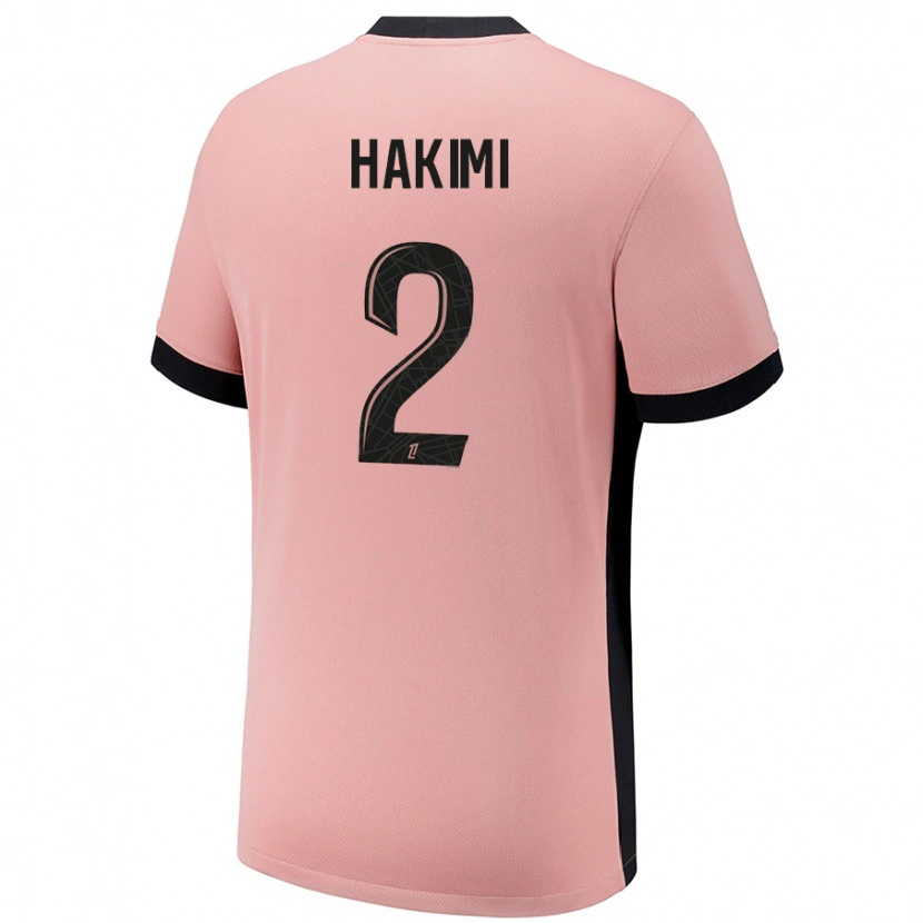 Danxen Kinderen Achraf Hakimi #2 Roestroze Thuisshirt Derde Tenue 2024/25 T-Shirt