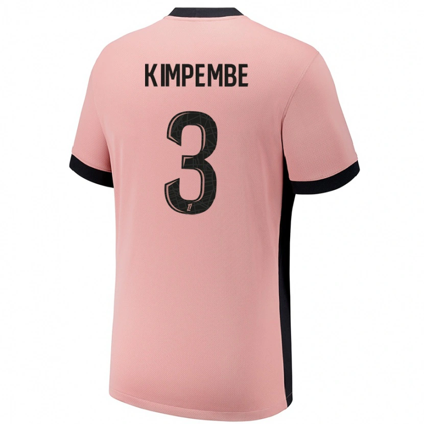 Danxen Kinderen Presnel Kimpembe #3 Roestroze Thuisshirt Derde Tenue 2024/25 T-Shirt