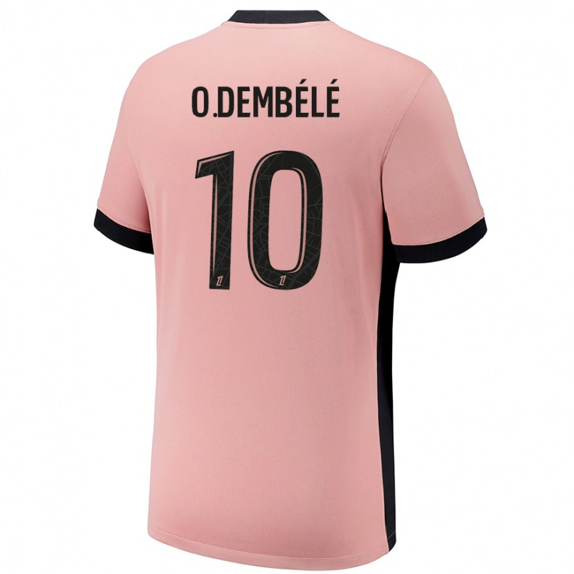 Danxen Kinderen Ousmane Dembélé #10 Roestroze Thuisshirt Derde Tenue 2024/25 T-Shirt