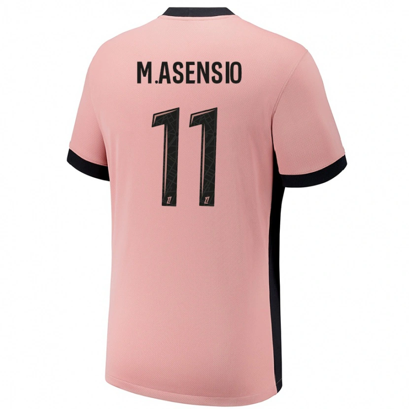 Danxen Kinderen Marco Asensio #11 Roestroze Thuisshirt Derde Tenue 2024/25 T-Shirt