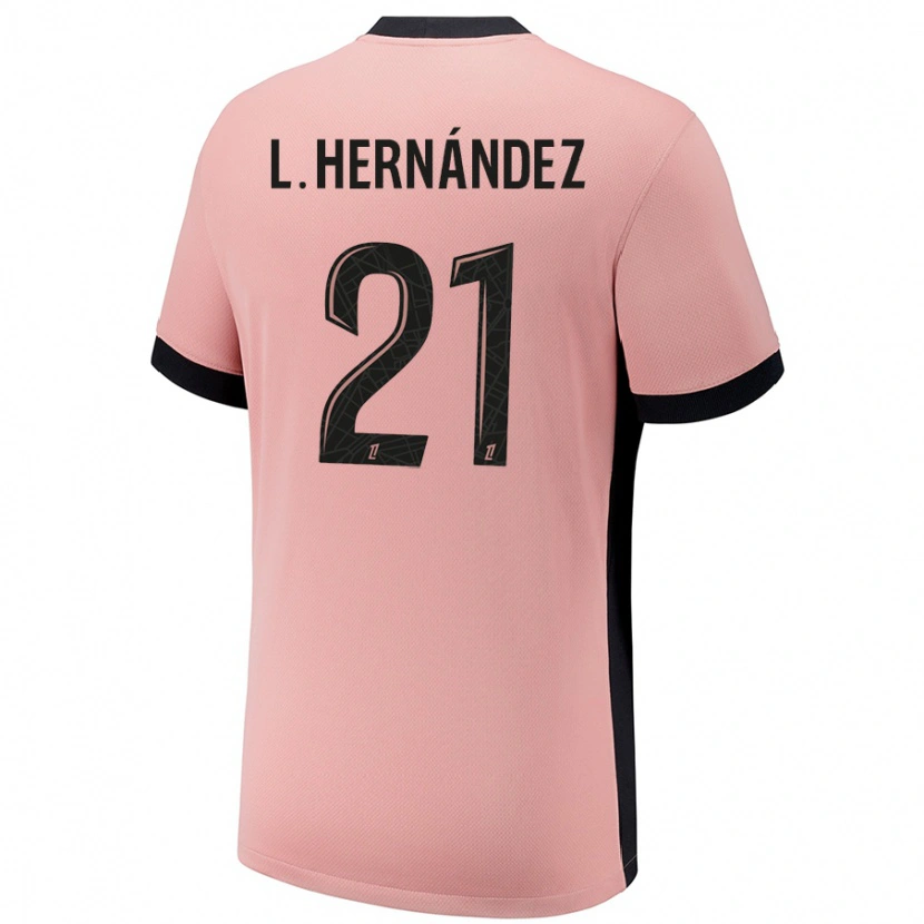 Danxen Kinderen Lucas Hernández #21 Roestroze Thuisshirt Derde Tenue 2024/25 T-Shirt