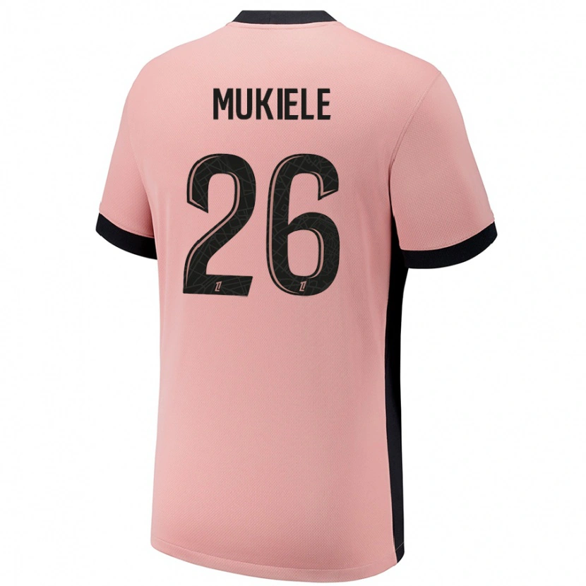 Danxen Kinderen Nordi Mukiele #26 Roestroze Thuisshirt Derde Tenue 2024/25 T-Shirt