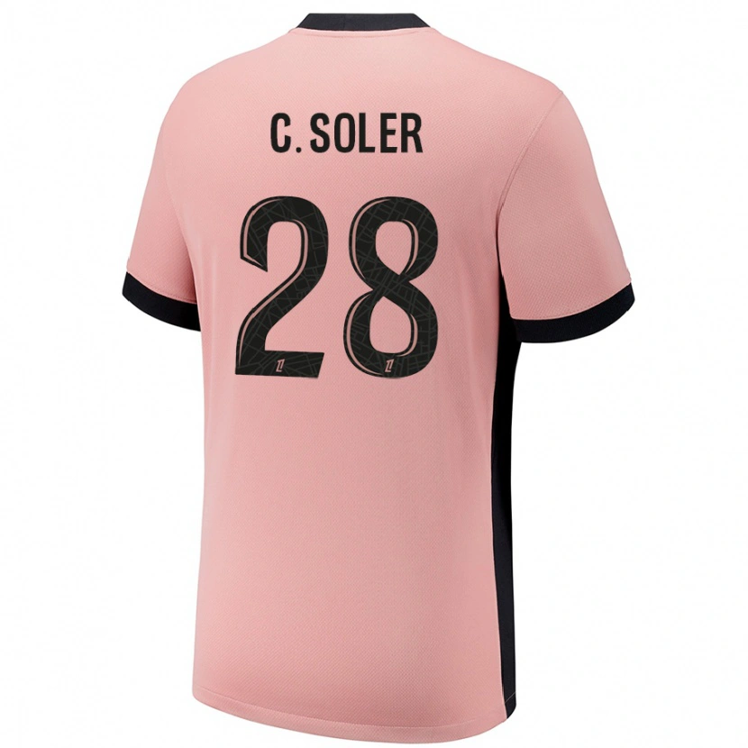 Danxen Kinderen Carlos Soler #28 Roestroze Thuisshirt Derde Tenue 2024/25 T-Shirt