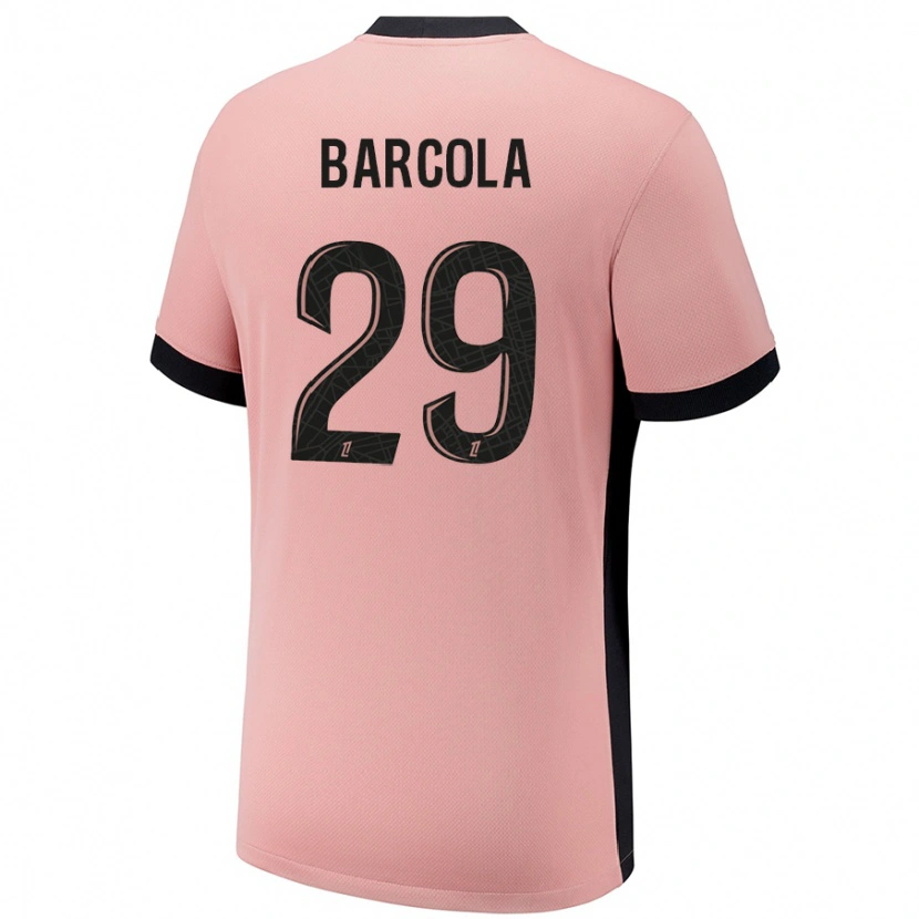 Danxen Kinderen Bradley Barcola #29 Roestroze Thuisshirt Derde Tenue 2024/25 T-Shirt