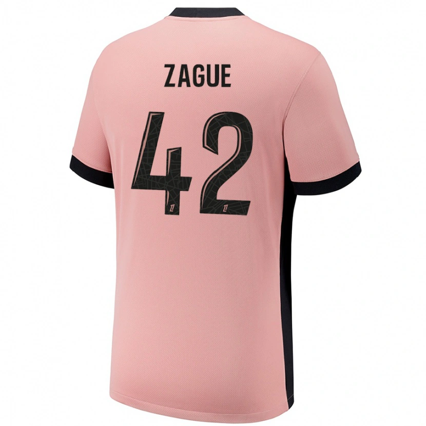 Danxen Kinderen Yoram Zague #42 Roestroze Thuisshirt Derde Tenue 2024/25 T-Shirt