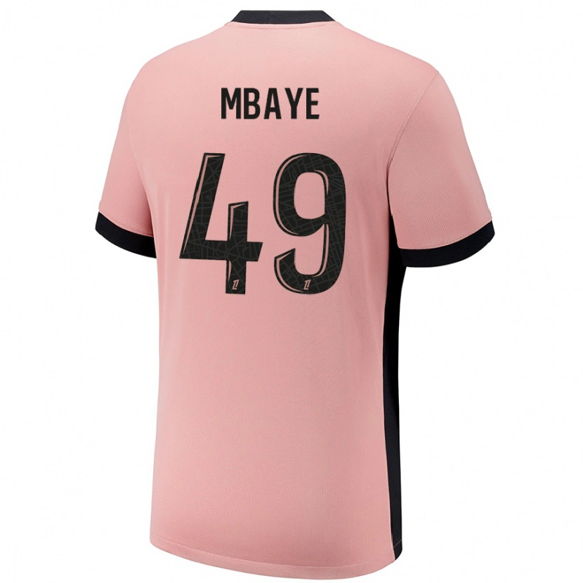 Danxen Kinderen Ibrahim Mbaye #49 Roestroze Thuisshirt Derde Tenue 2024/25 T-Shirt