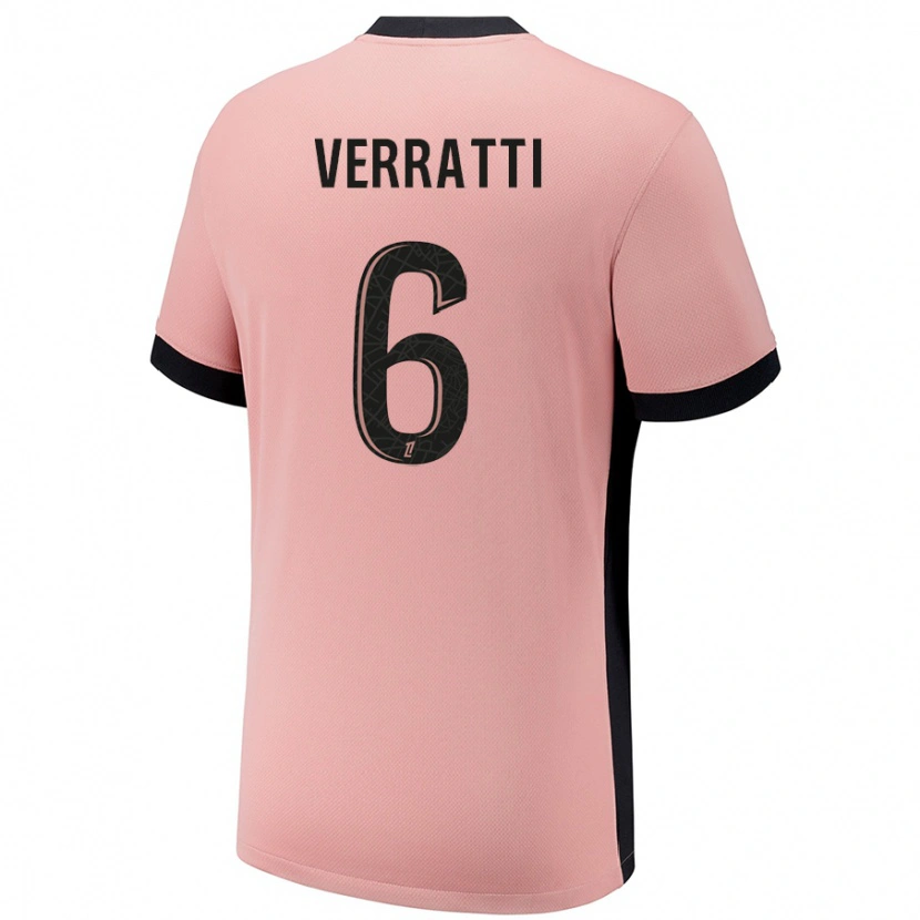 Danxen Kinderen Marco Verratti #6 Roestroze Thuisshirt Derde Tenue 2024/25 T-Shirt