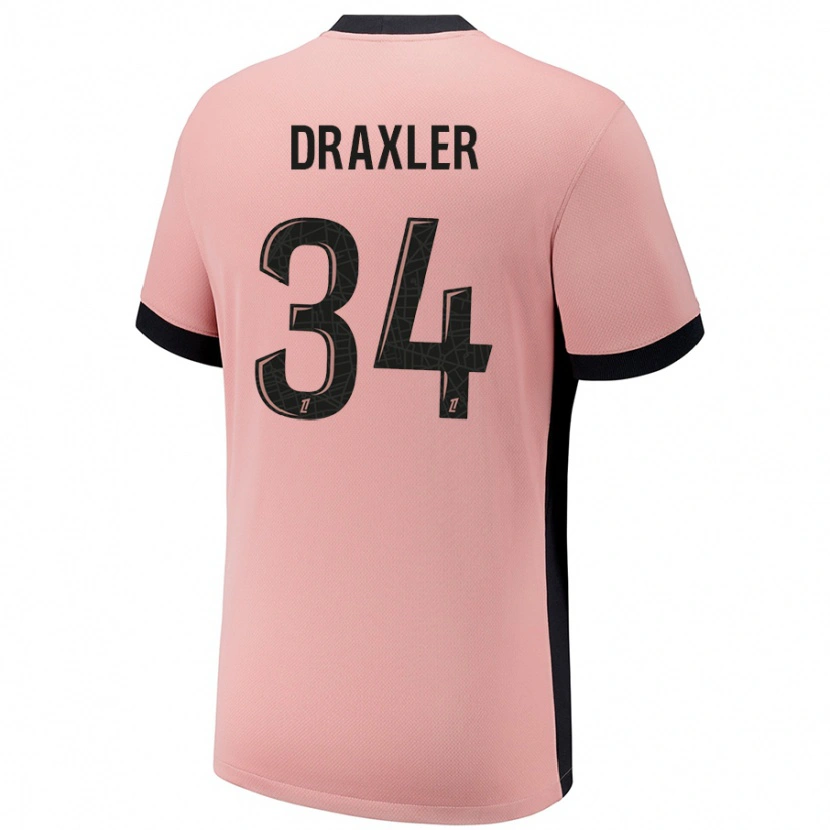 Danxen Kinderen Julian Draxler #34 Roestroze Thuisshirt Derde Tenue 2024/25 T-Shirt