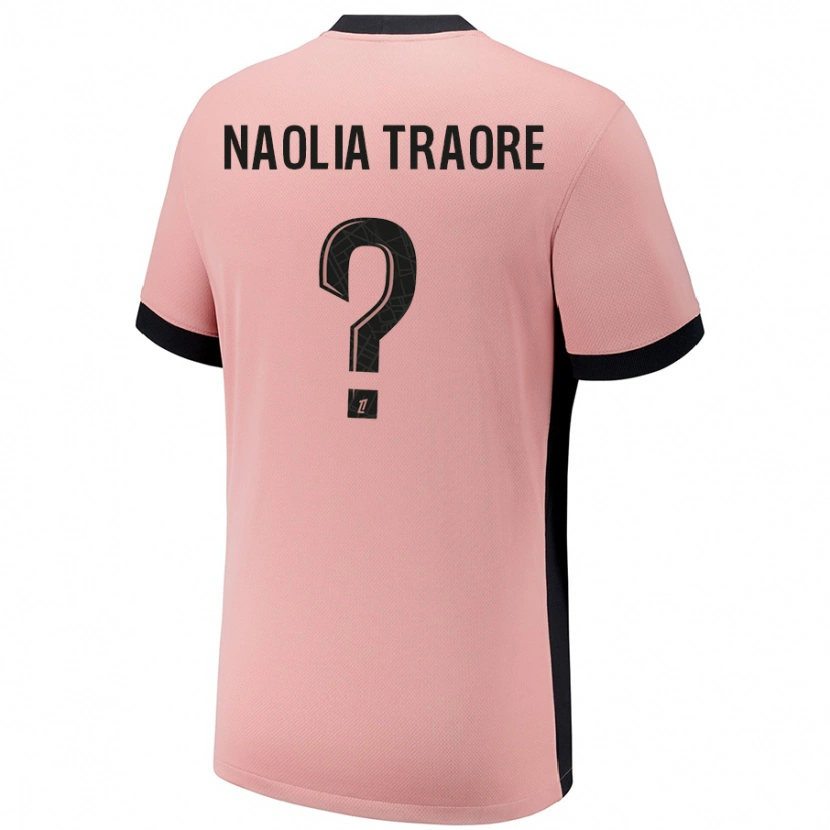 Danxen Kinderen Naolia Traore #0 Roestroze Thuisshirt Derde Tenue 2024/25 T-Shirt