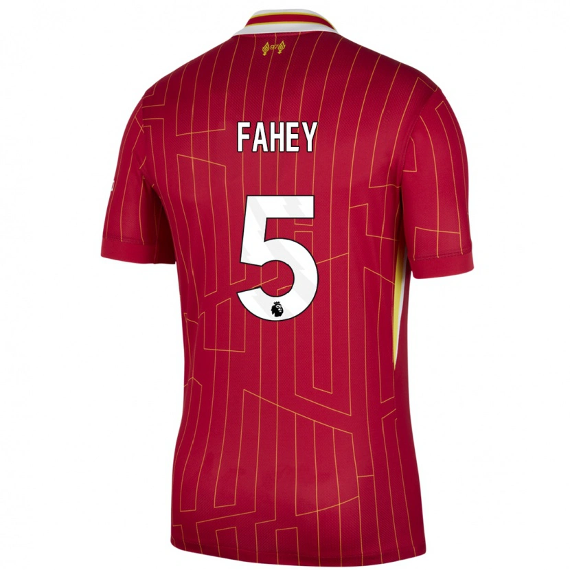 Danxen Heren Niamh Fahey #5 Rood Geel Wit Thuisshirt Thuistenue 2024/25 T-Shirt