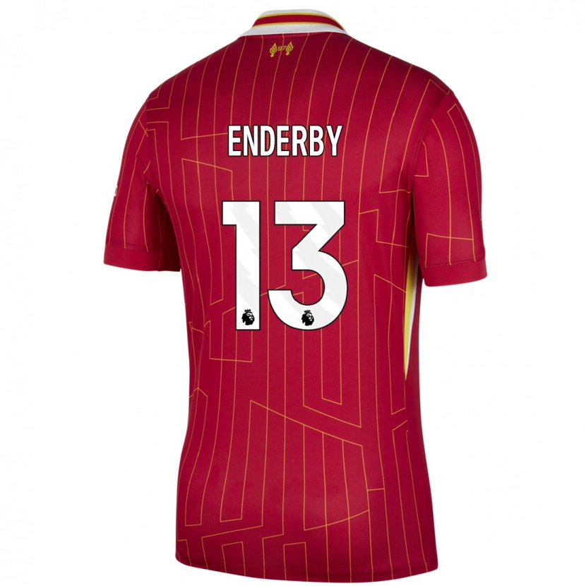 Danxen Heren Mia Enderby #13 Rood Geel Wit Thuisshirt Thuistenue 2024/25 T-Shirt