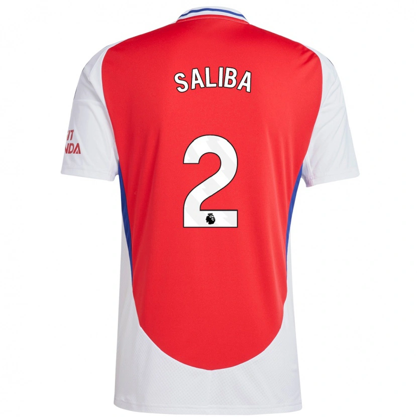 Danxen Heren William Saliba #2 Rood Wit Thuisshirt Thuistenue 2024/25 T-Shirt