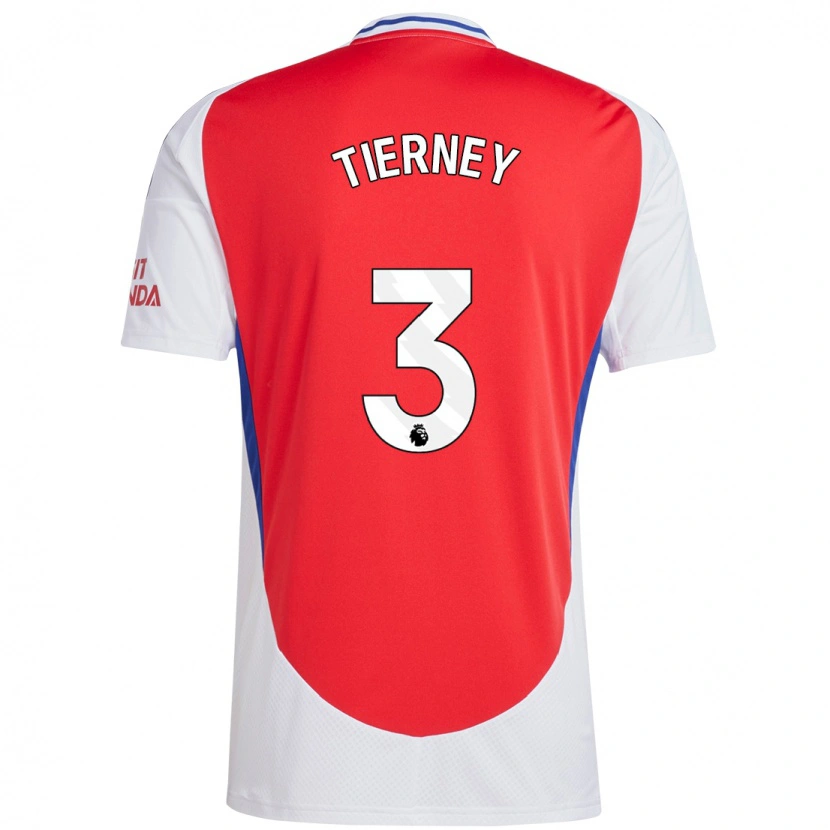 Danxen Heren Kieran Tierney #3 Rood Wit Thuisshirt Thuistenue 2024/25 T-Shirt