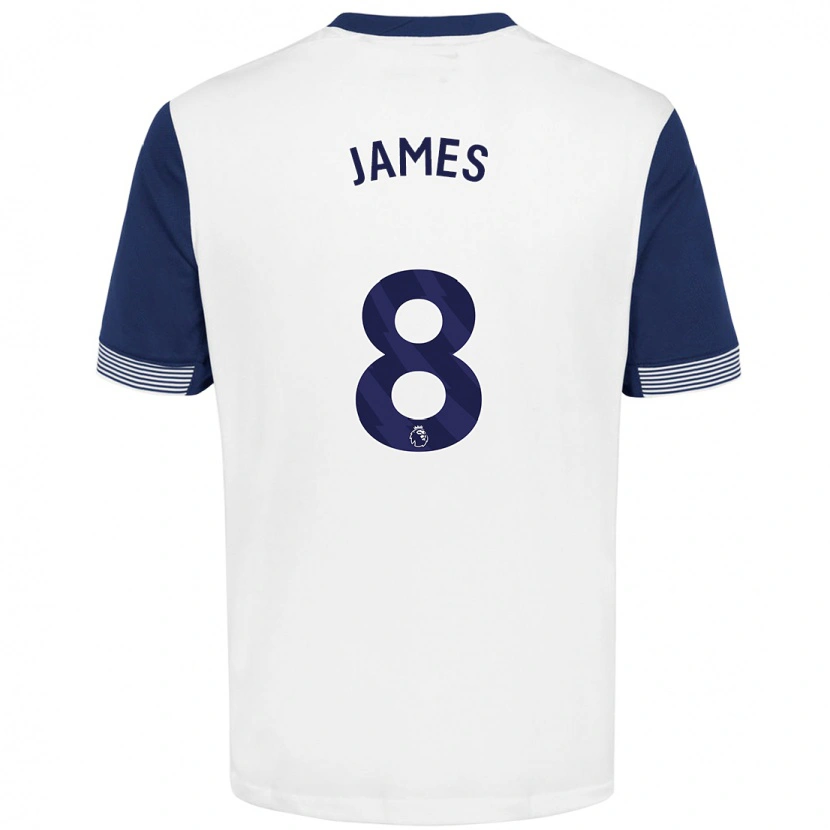 Danxen Heren Angharad James #8 Wit Blauw Thuisshirt Thuistenue 2024/25 T-Shirt