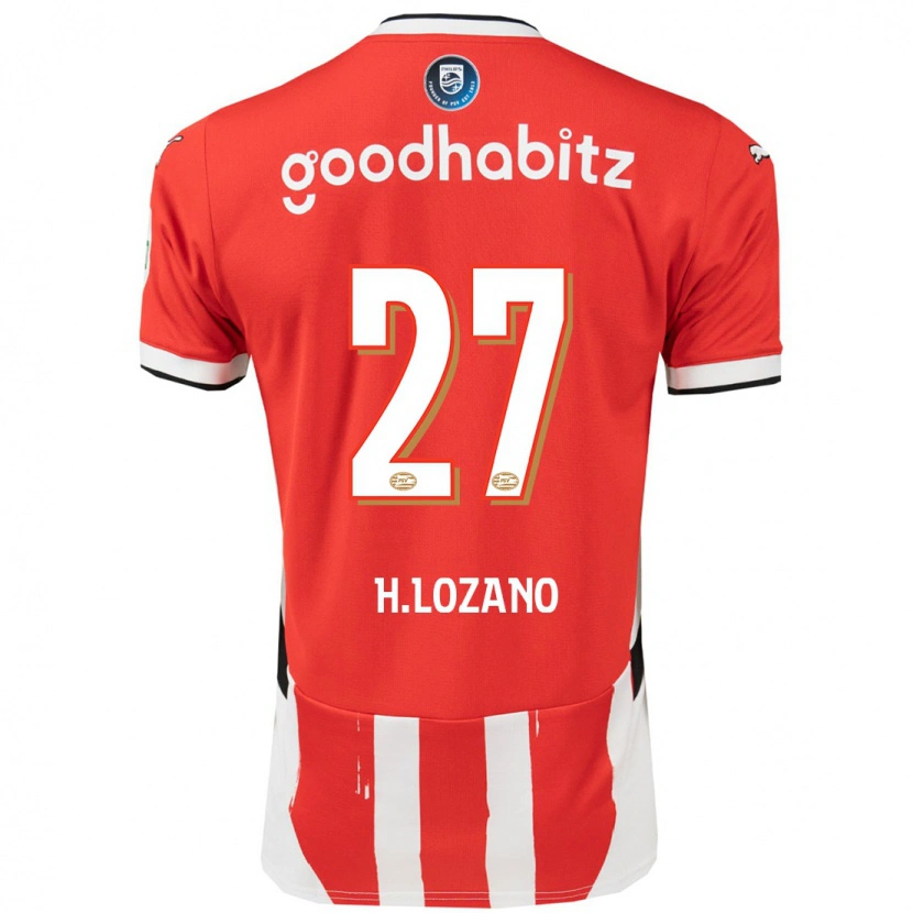 Danxen Heren Hirving Lozano #27 Rood Wit Thuisshirt Thuistenue 2024/25 T-Shirt