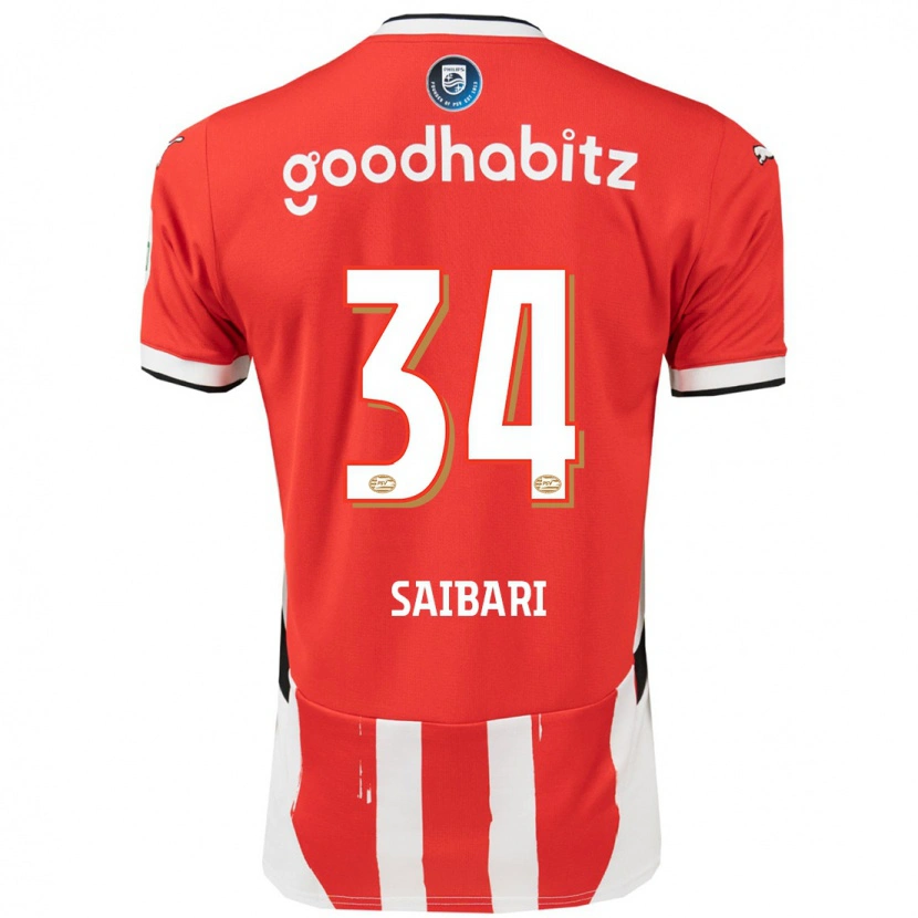 Danxen Heren Ismael Saibari #34 Rood Wit Thuisshirt Thuistenue 2024/25 T-Shirt