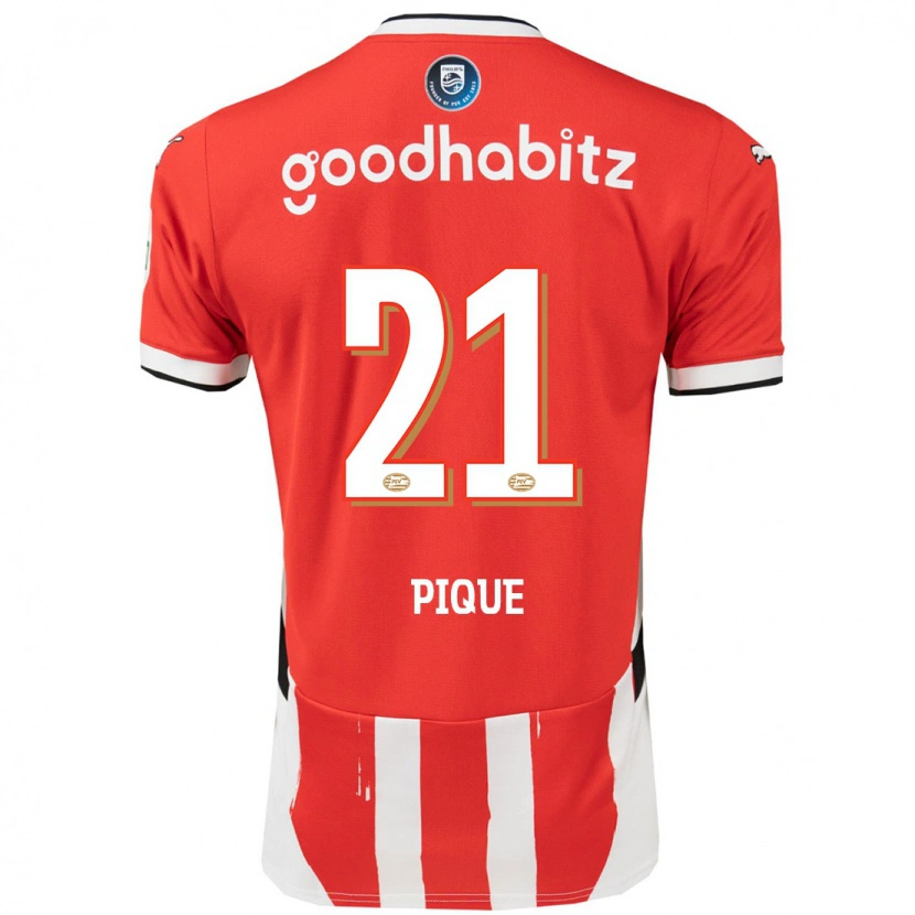 Danxen Heren Naomi Piqué #21 Rood Wit Thuisshirt Thuistenue 2024/25 T-Shirt