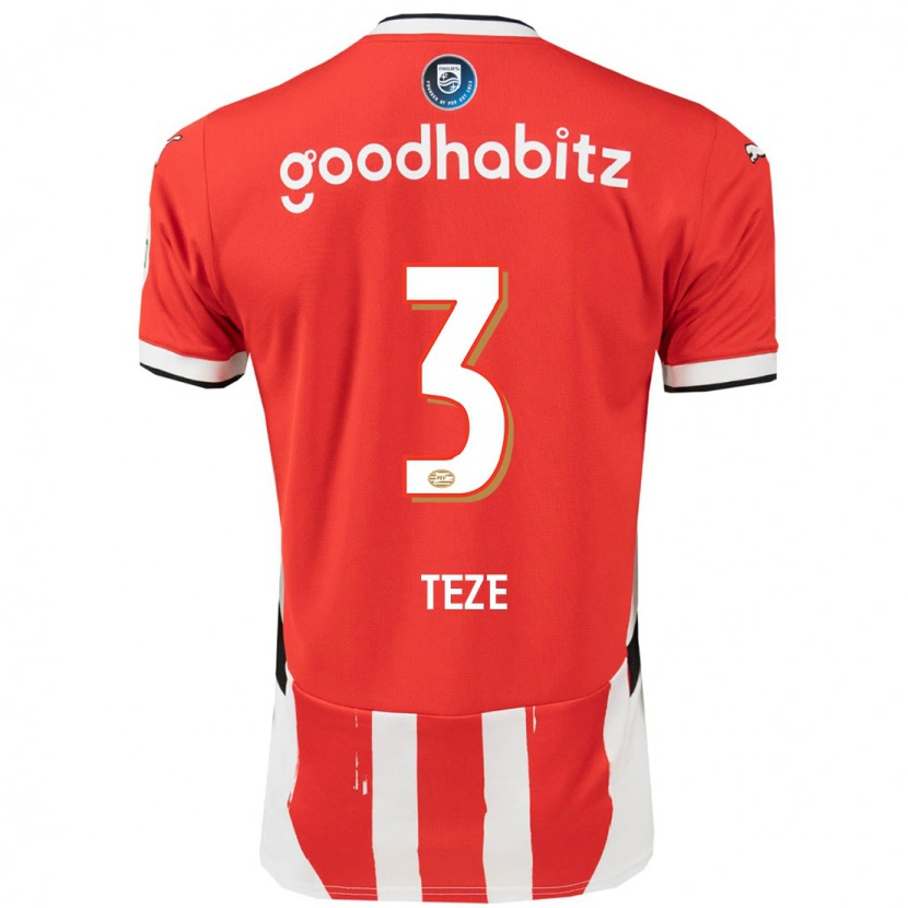 Danxen Heren Jordan Teze #3 Rood Wit Thuisshirt Thuistenue 2024/25 T-Shirt